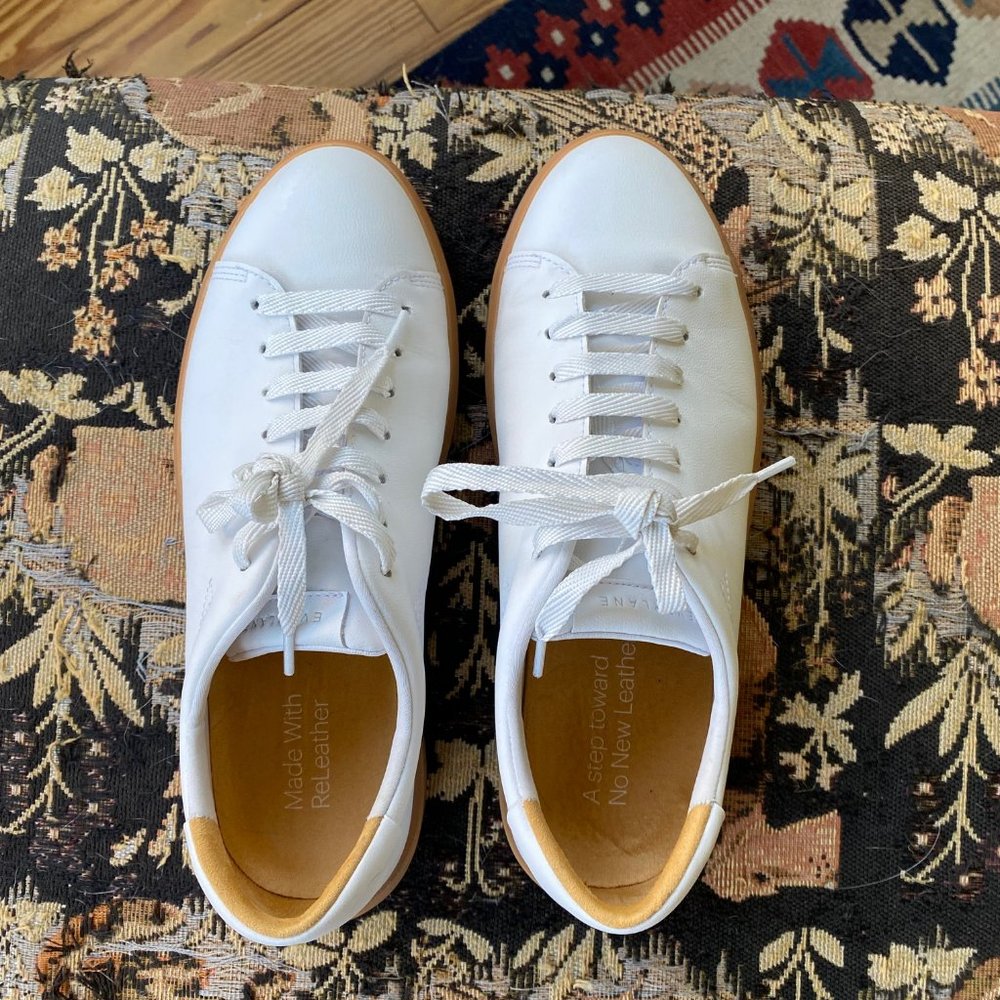 Everlane White Recycled Leather Sneakers (Women's 9) Gumsole